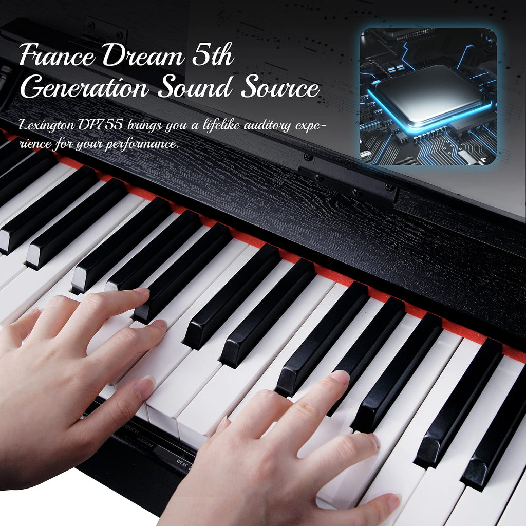 88 Keys Weighted Hammer Action Digital Piano with Stand, Pedals and Black J8653