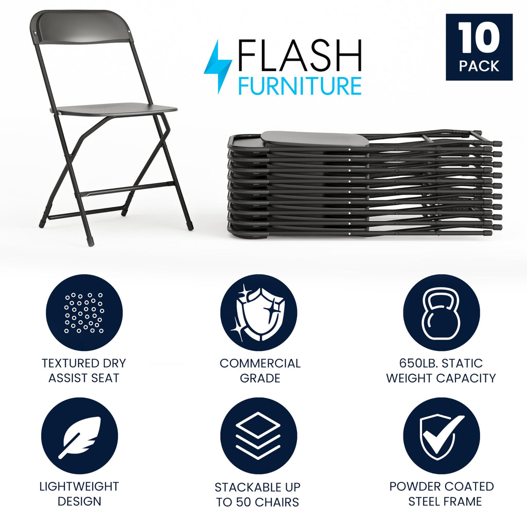 Black Plastic Folding Event Chair 10-Pack B57990