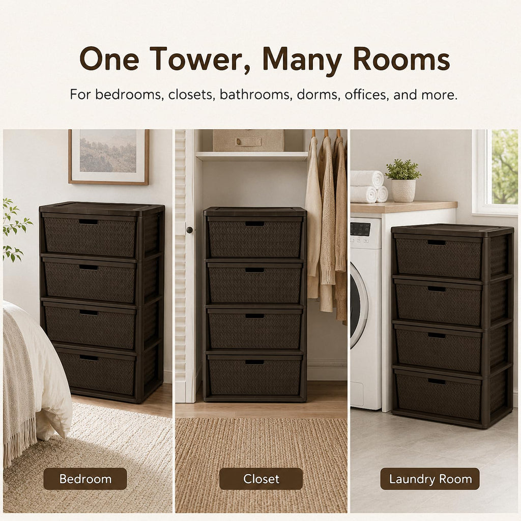Brown 4 Drawer Plastic Storage Organizer X787