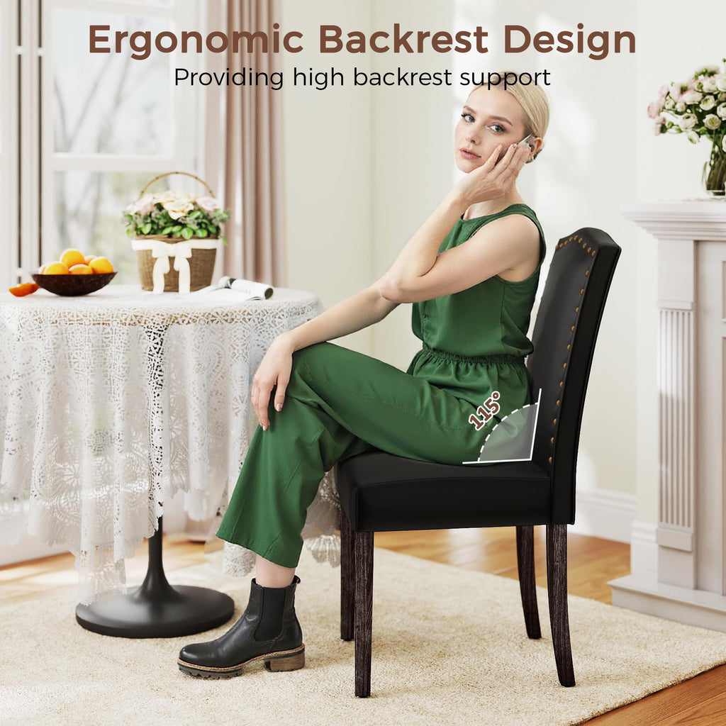 Black PU Leather Dining Chairs Set of 6 F107983