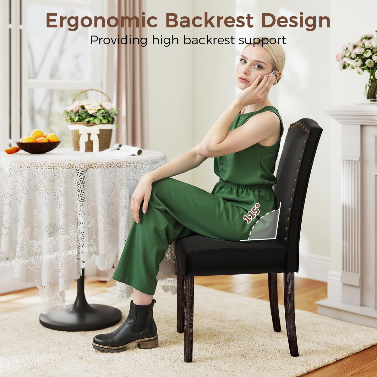 Black PU Leather Dining Chairs Set of 6 F107983