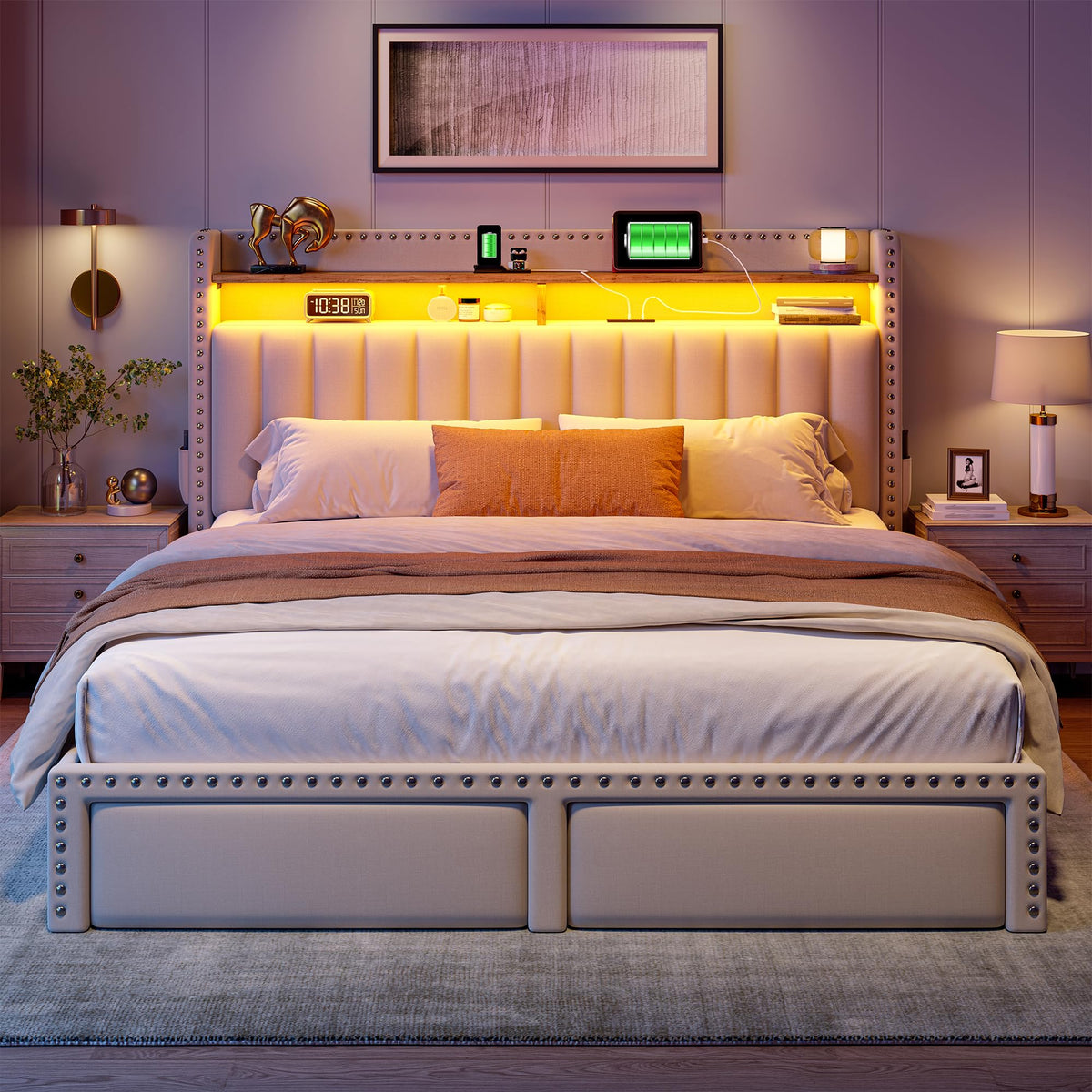 Queen Size Bed Frame with 2 Drawers O857