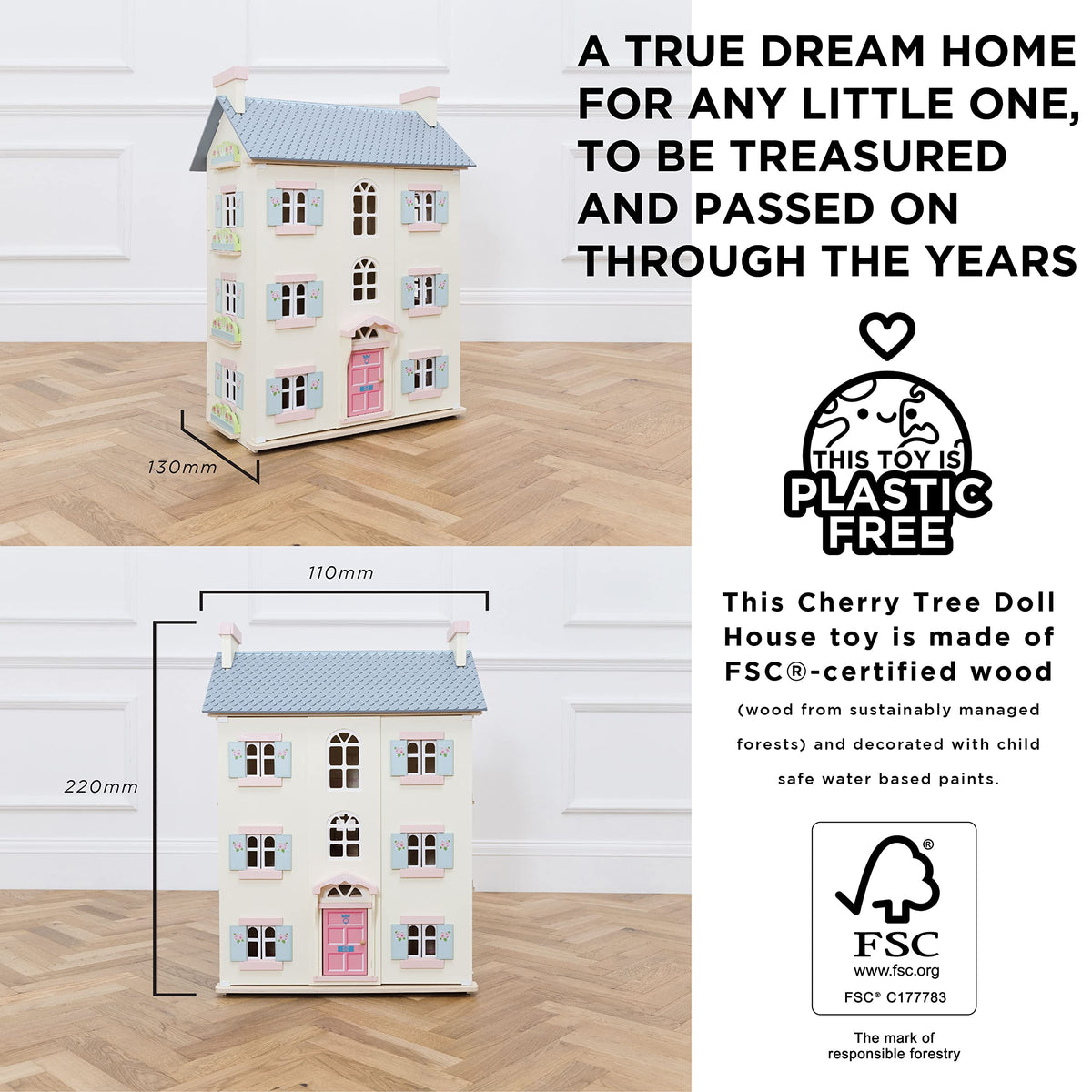 4 Storey Wooden Doll House Play Set S938