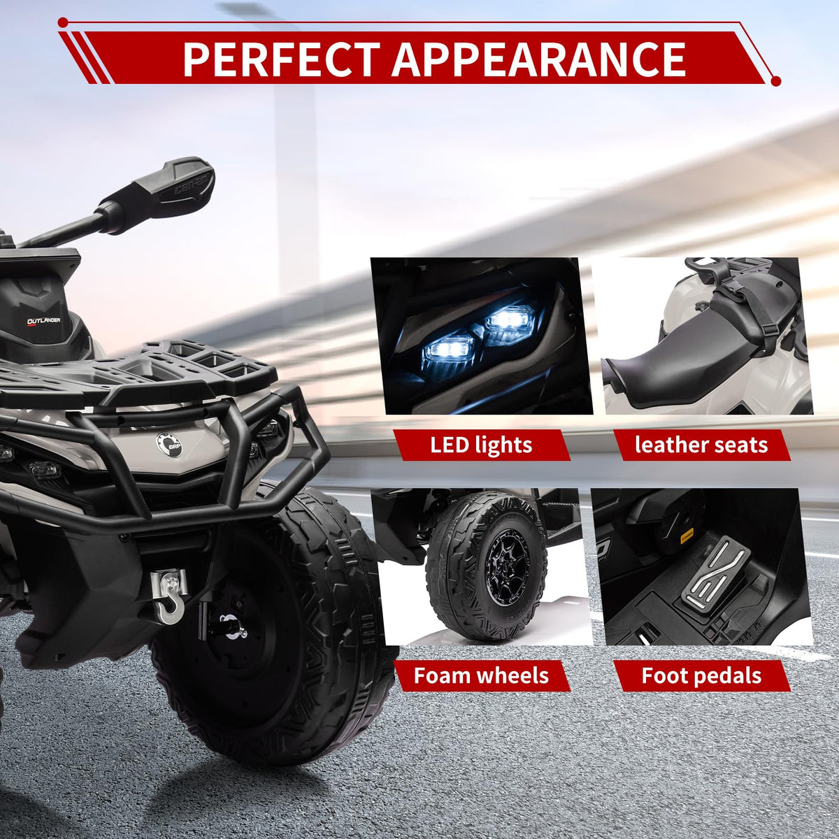24V 2 Seater 4WD Electric ATV Toy Car with Bluetooth C181701
