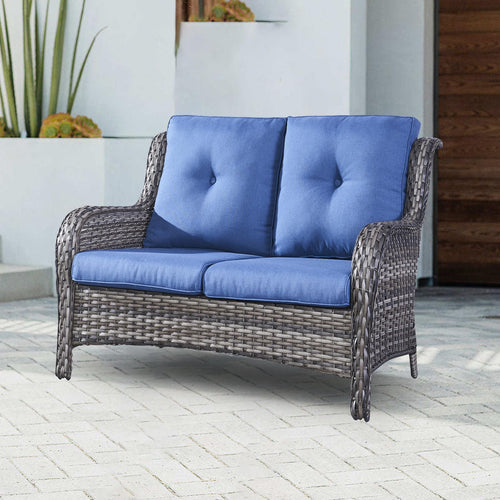 2-Seater Wicker Patio Sofa with Cushions Q871
