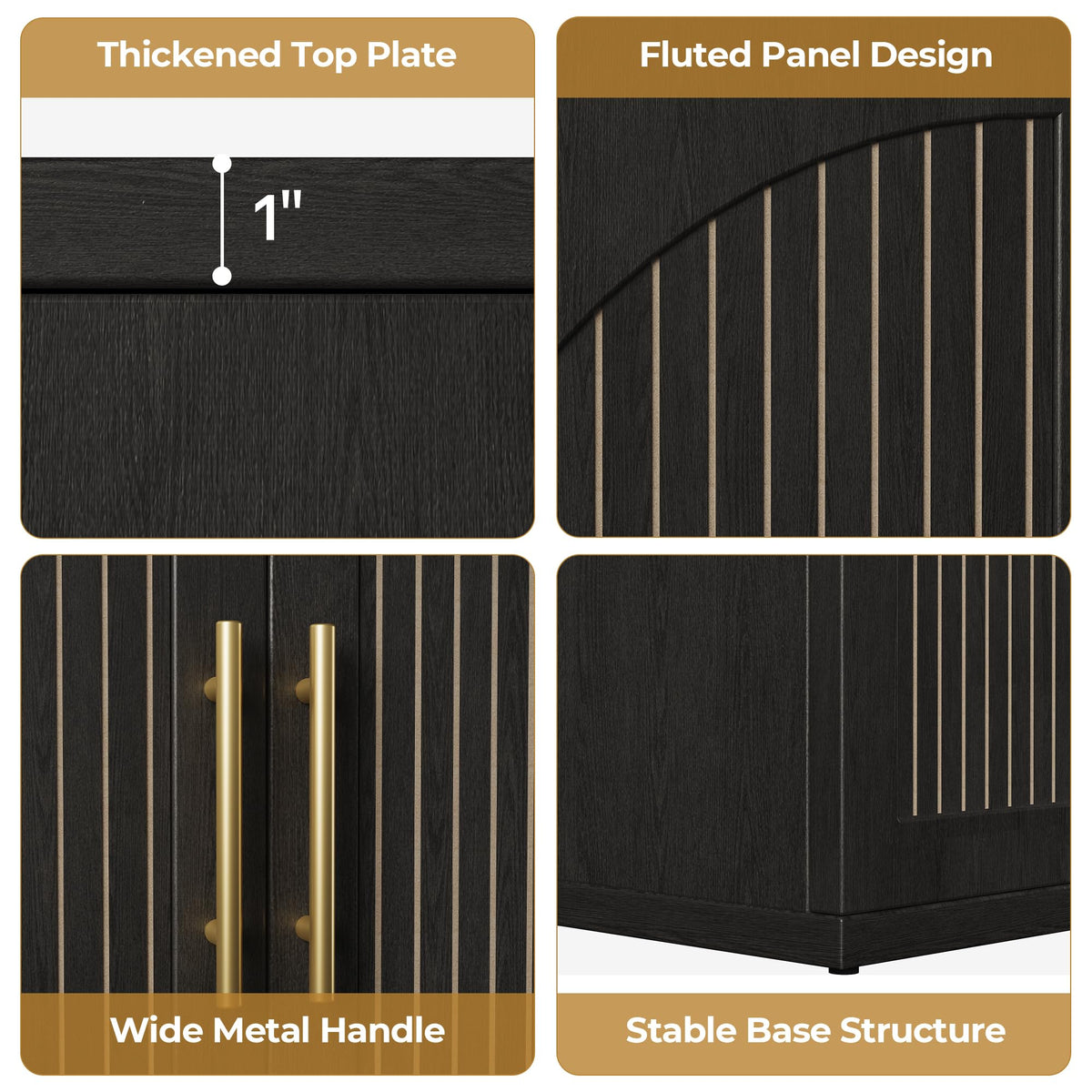 63" Black Wood Buffet Cabinet with Storage M22663