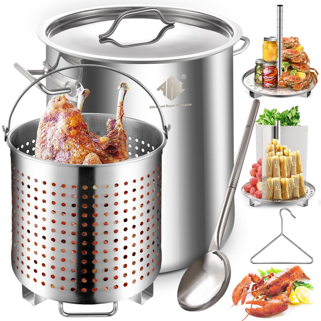 40 Quart Stainless Steel Stockpot with Basket and Steam Rack S440