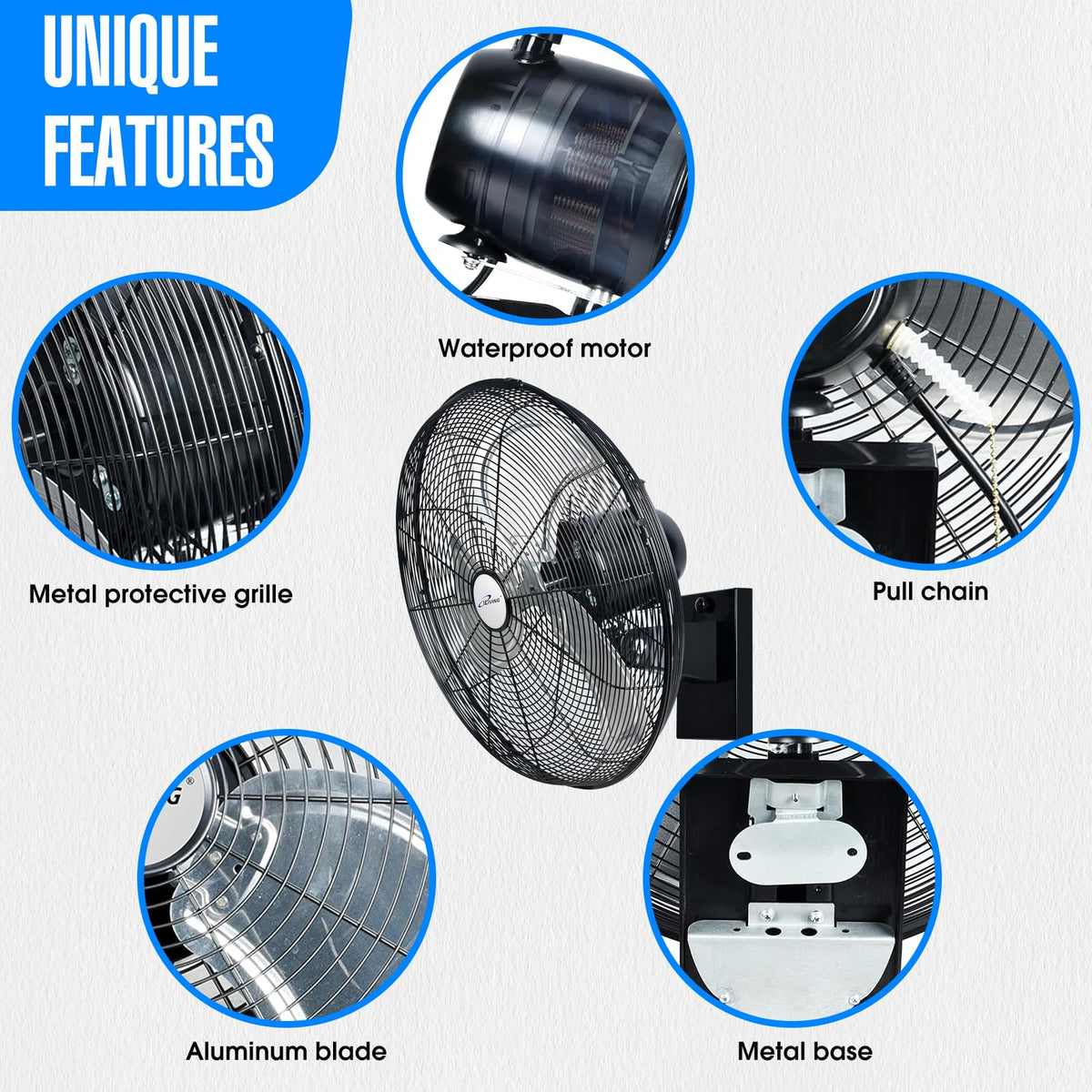 20" Outdoor Oscillating High Velocity Wall Fan, Black H47927
