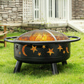 32 Inch Round Metal Wood Burning Fire Pit with Mesh Cover M81488
