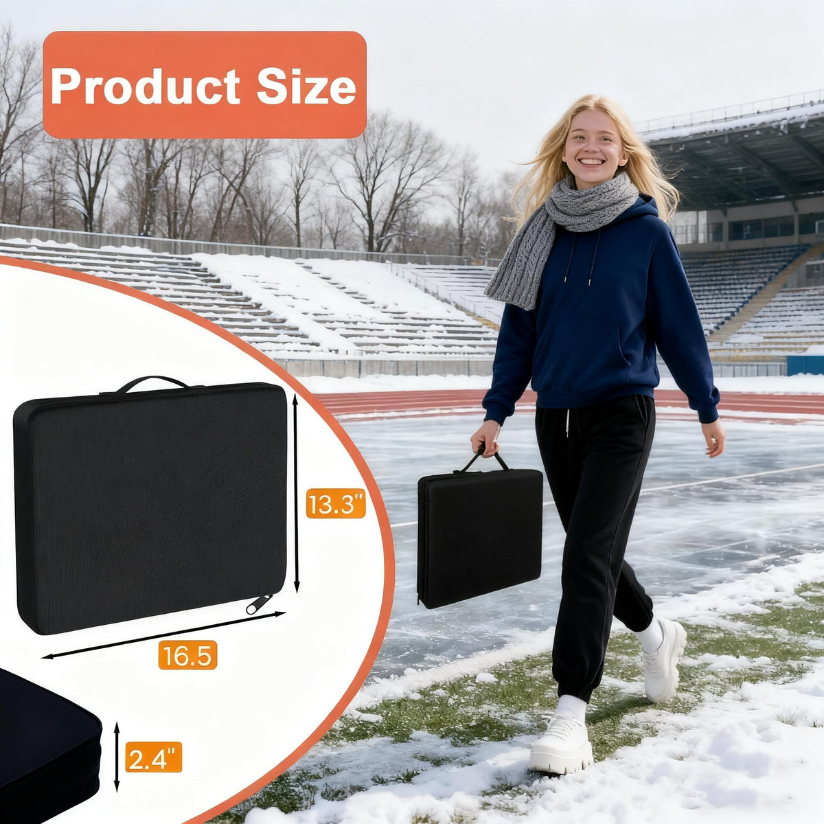 Black 2 Pack Heated Stadium Seat Cushions G976294