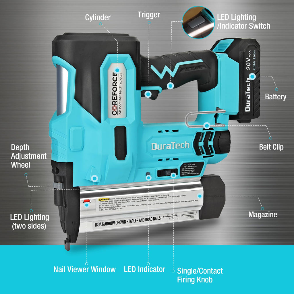 20V Cordless 18 Gauge 2-in-1 Nail Staple Gun P896