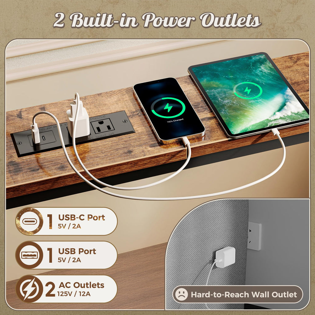 Narrow Console Table with Power Outlets & USB-C T273