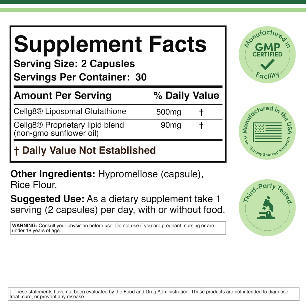 Liposomal Glutathione 500mg 60 Capsules D515977