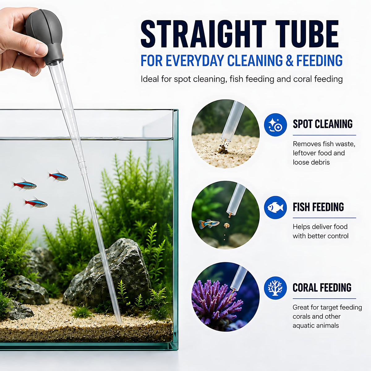Aquarium Turkey Baster 4-in-1 Spot Cleaner and Coral Feeder 21.6 in K46410