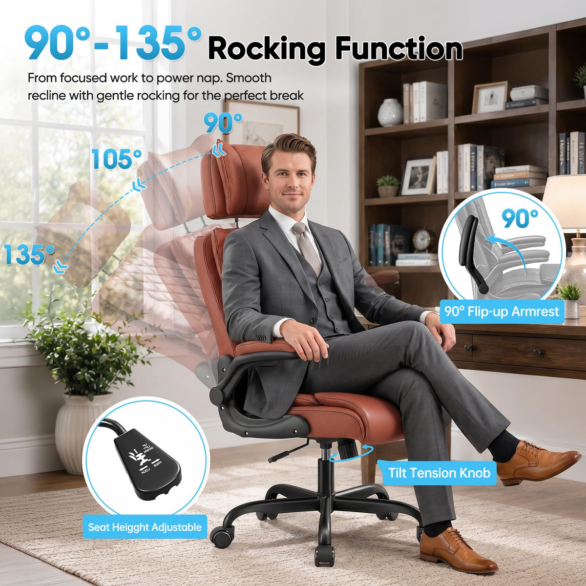Big and Tall Office Chair with Adjustable Headrest J64688