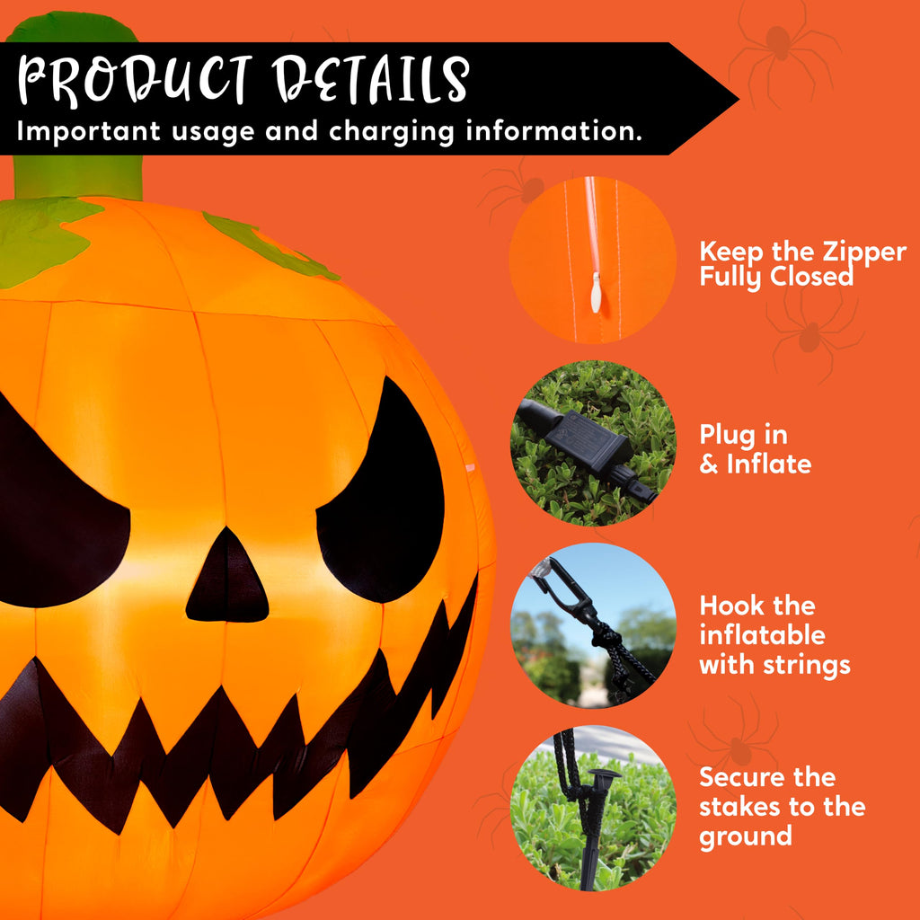 10FT Tall Inflatable Pumpkin with Built-in LED Lights I750