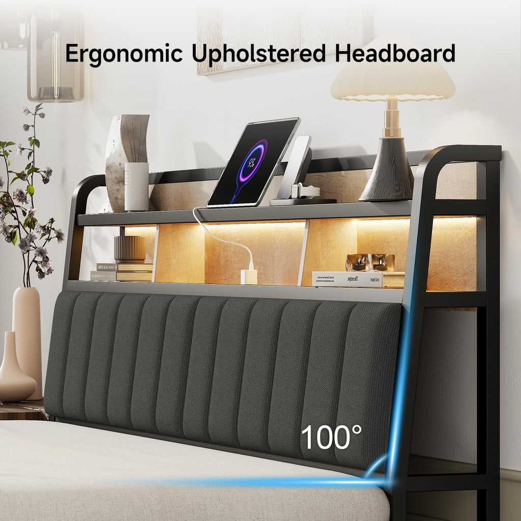 King Headboard with Storage and Charging Station V869