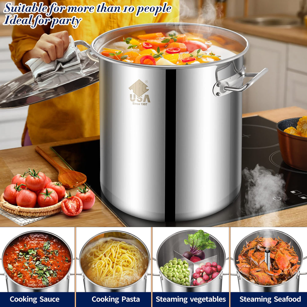 40 Quart Stainless Steel Stockpot with Basket and Steam Rack S440