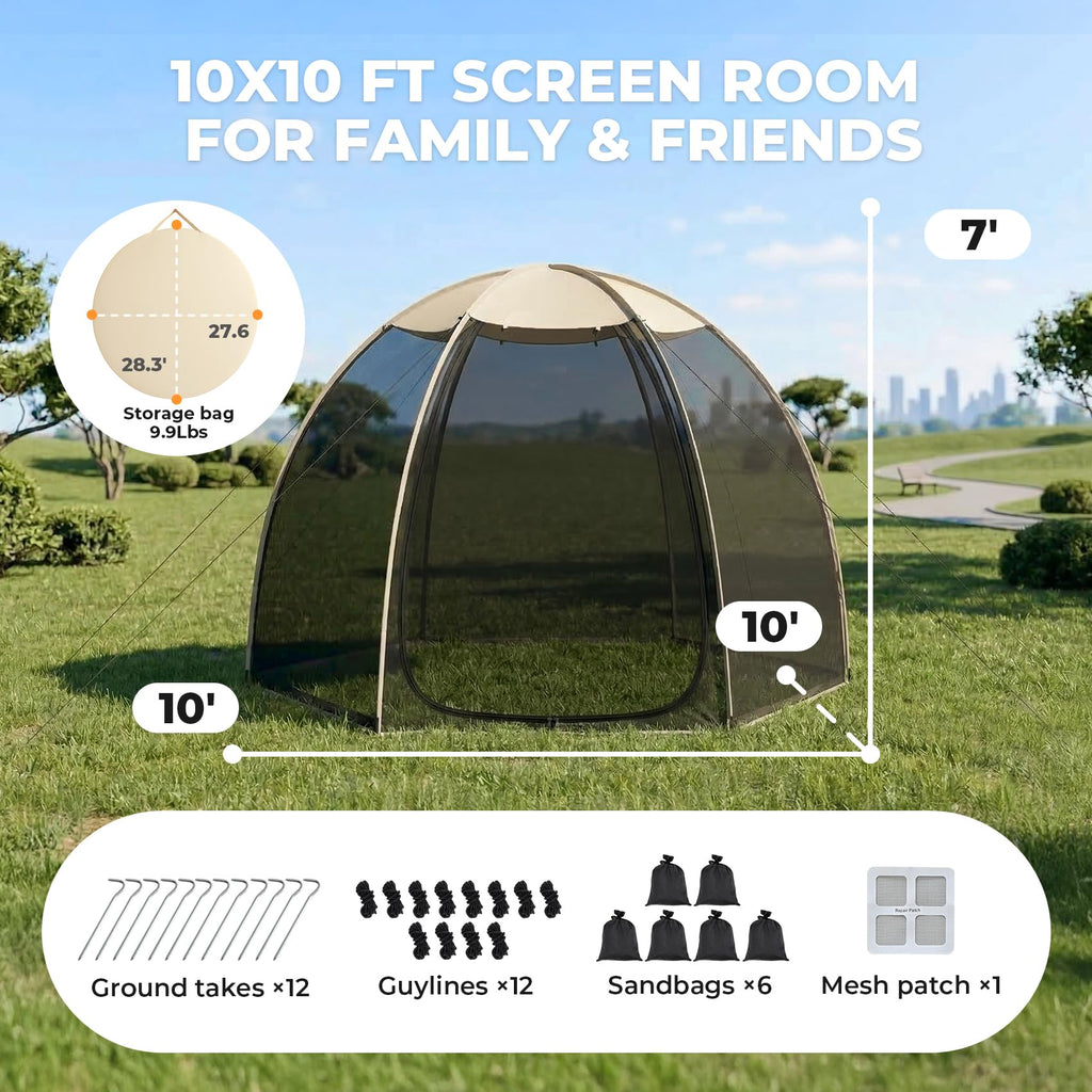 10 x 10 FT Pop Up Mesh Screen House Tent O5541