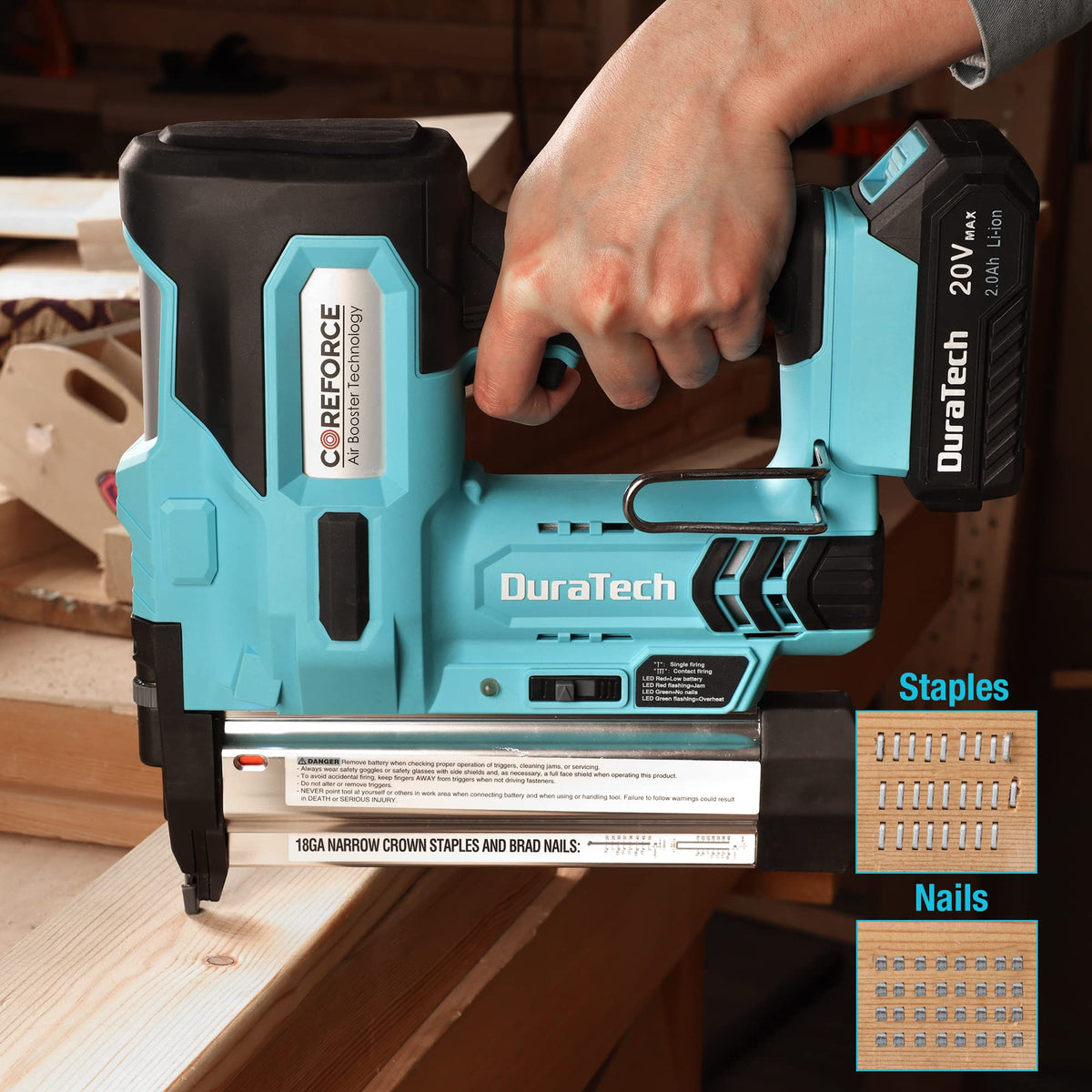 20V Cordless 18 Gauge 2-in-1 Nail Staple Gun P896