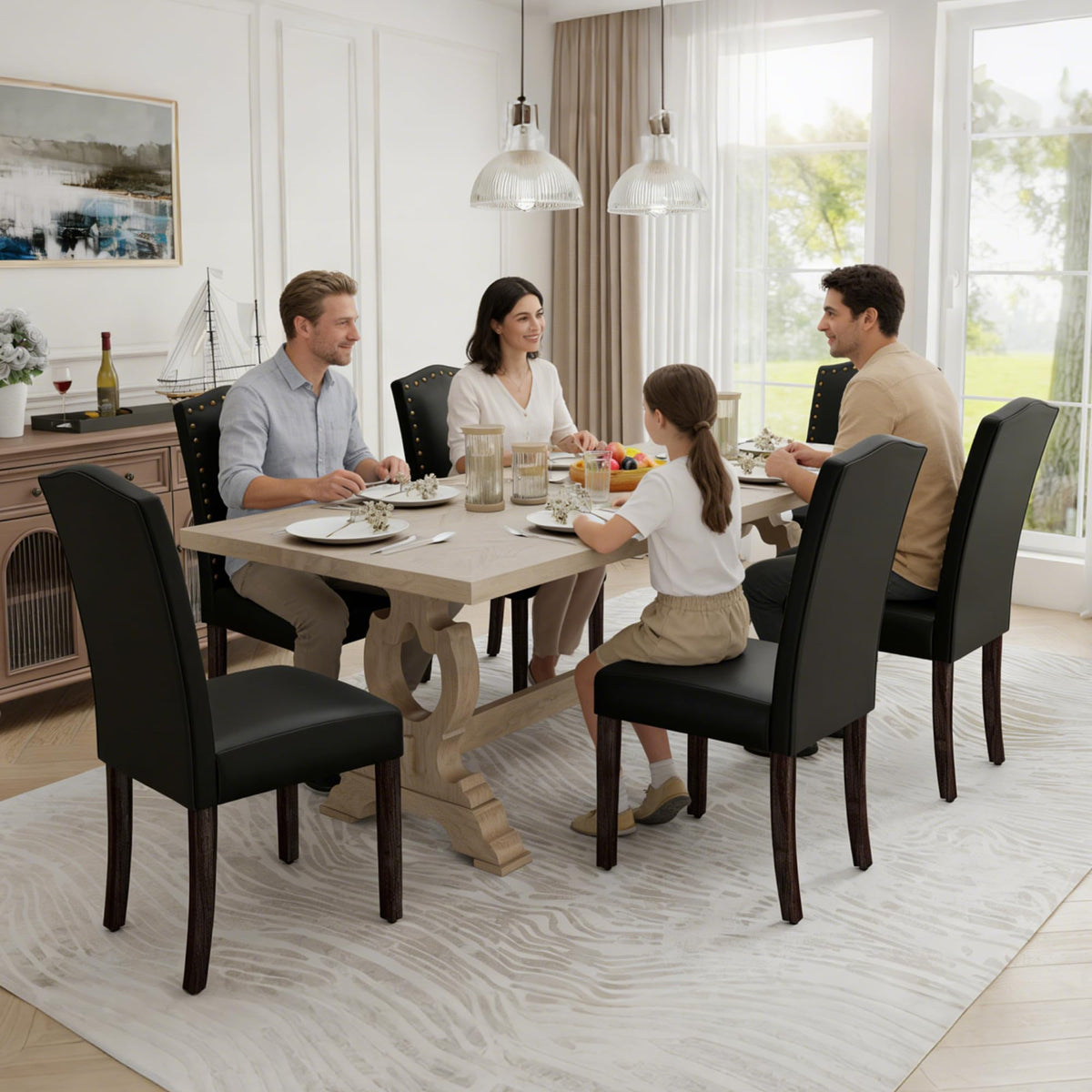 Black PU Leather Dining Chairs Set of 6 F107983