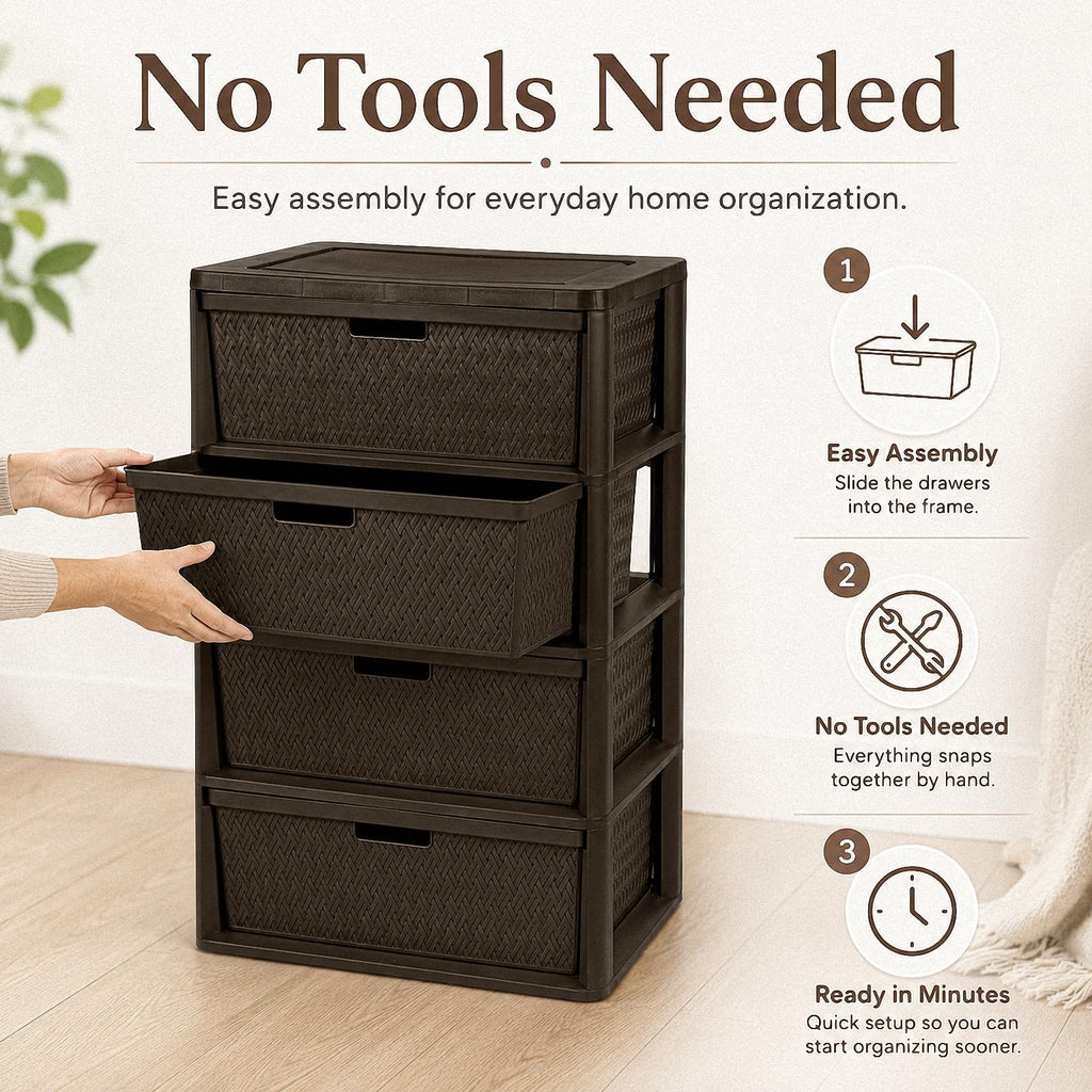 Brown 4 Drawer Plastic Storage Organizer X787