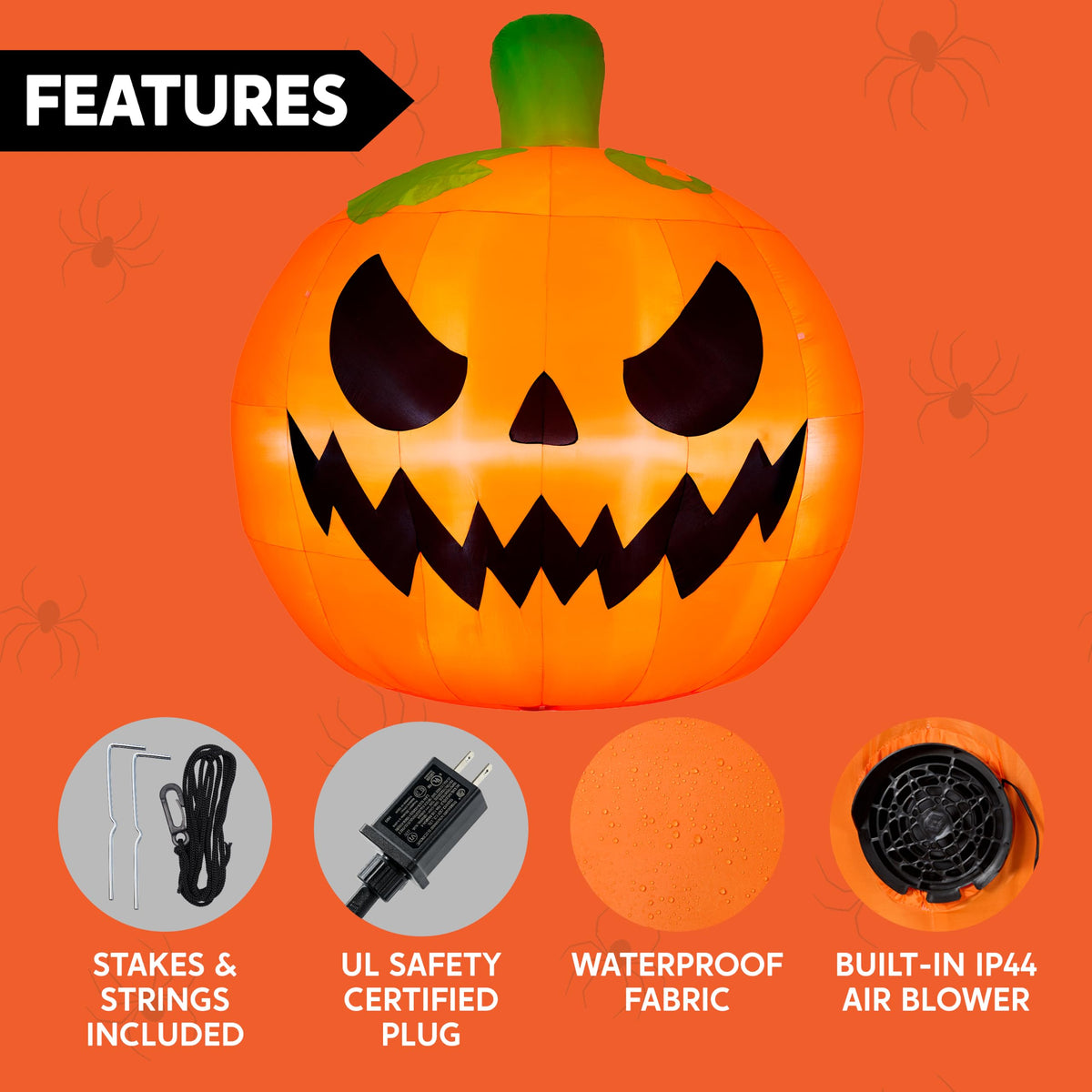 10FT Tall Inflatable Pumpkin with Built-in LED Lights I750