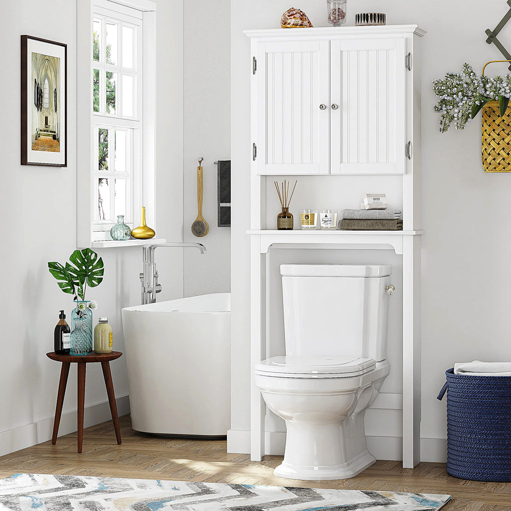 White Bathroom Storage Cabinet with Doors Z954403