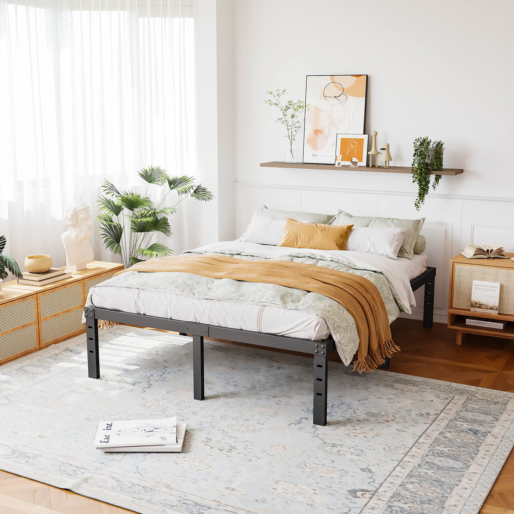 Queen Size 18 Inches Tall Metal Platform Bed Frame K379