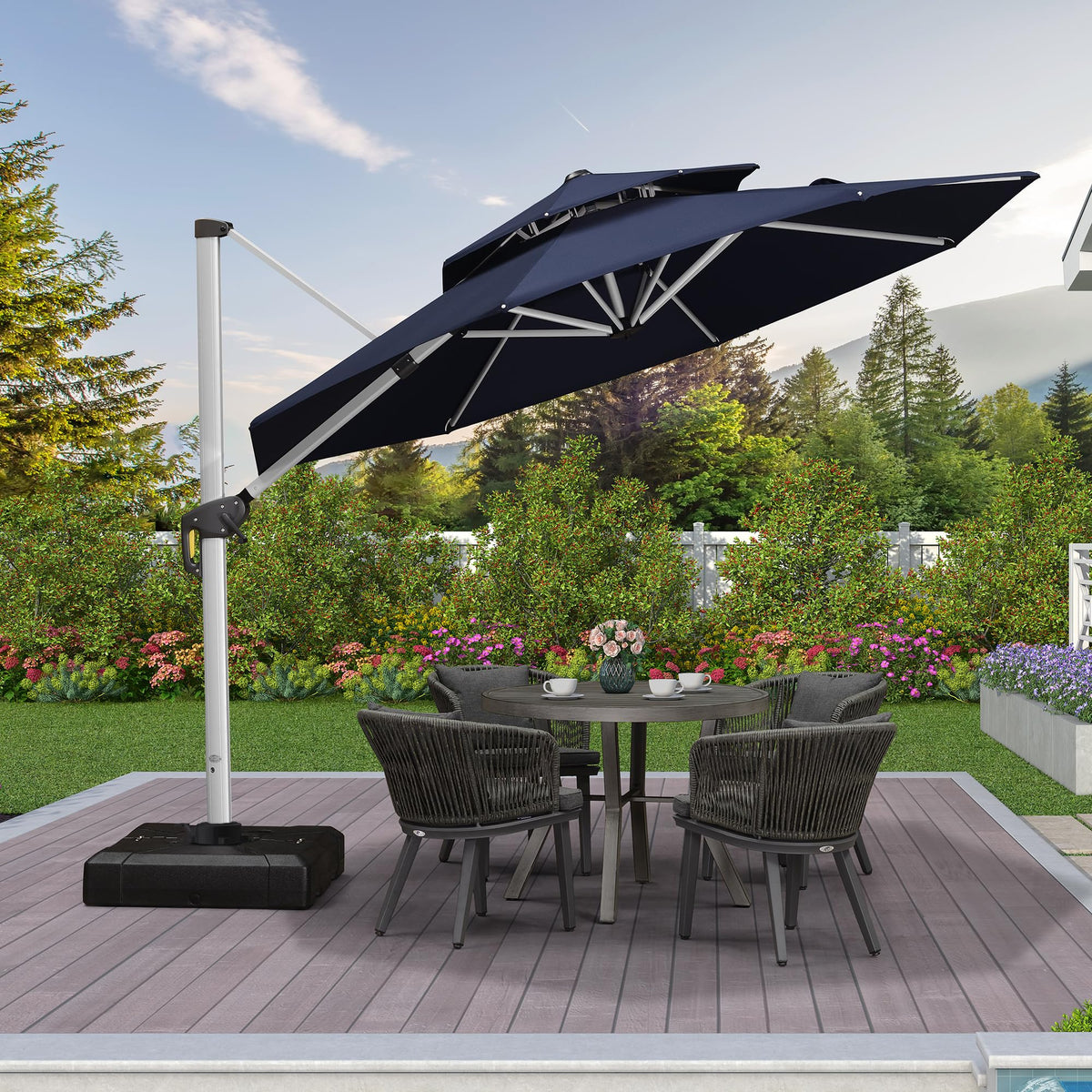 10 FT Navy Blue Cantilever Patio Umbrella T628