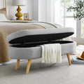 Grey Linen Oval Storage Ottoman Bench U635