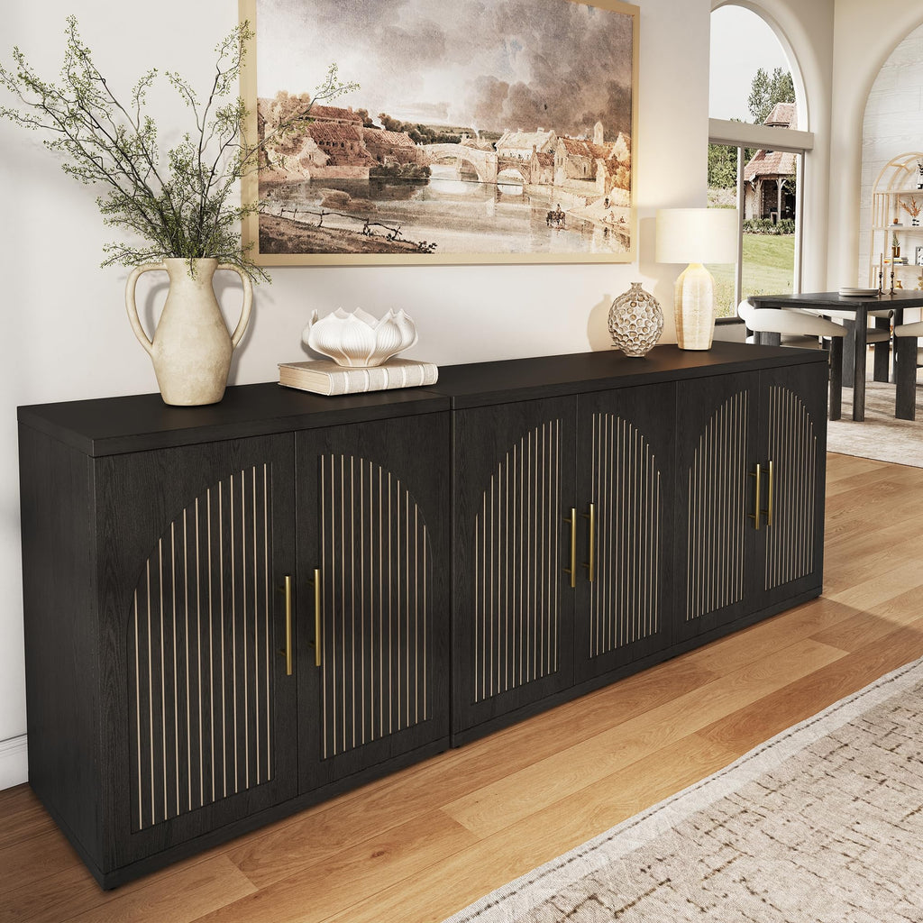 63" Black Wood Buffet Cabinet with Storage M22663