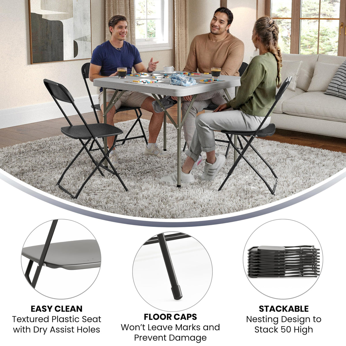Black Plastic Folding Event Chair 10-Pack B57990