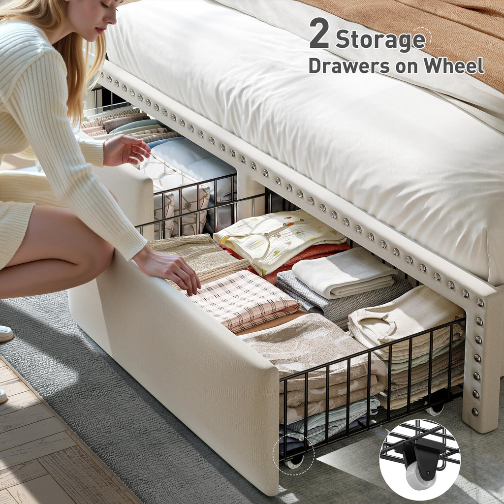 Queen Size Bed Frame with 2 Drawers O857
