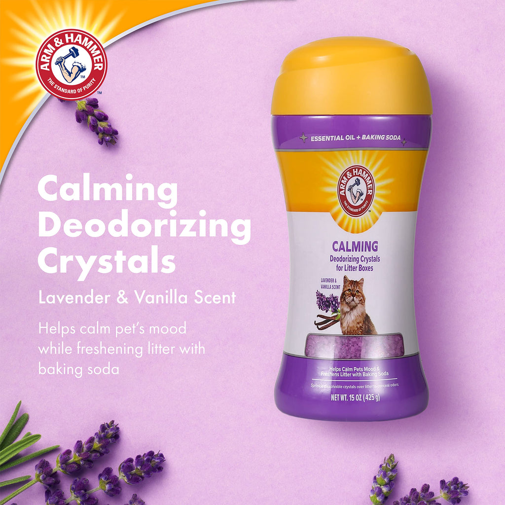 Cat Litter Deodorizing Crystals with Baking Soda, Lavender and Vanilla Scent, 15 Oz - 2 Pack D43213
