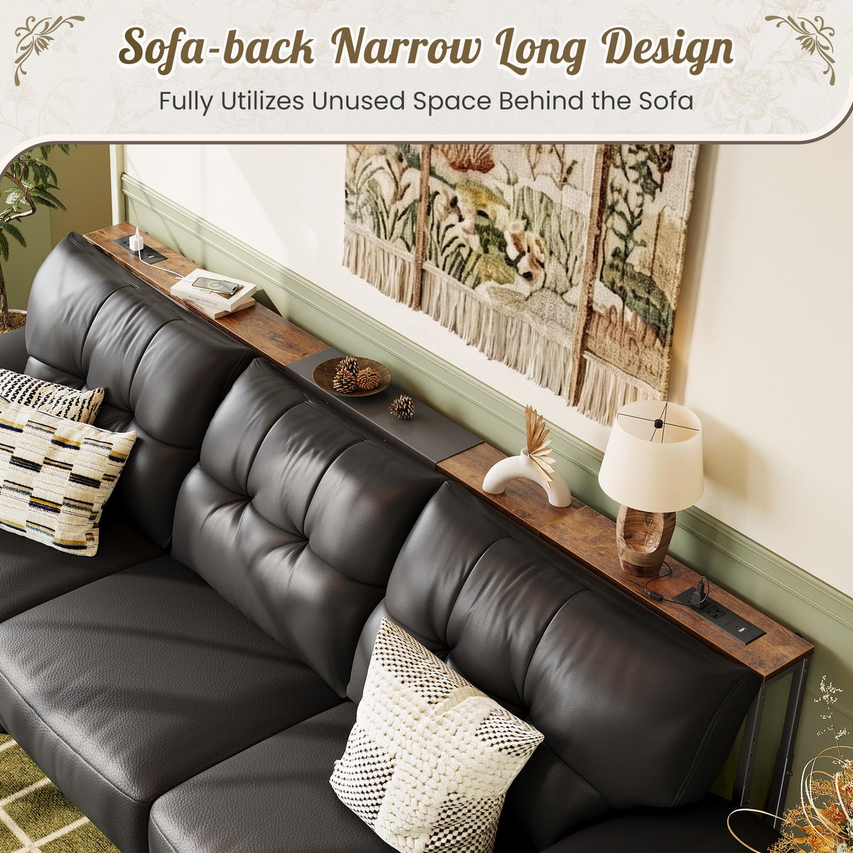 Narrow Console Table with Power Outlets & USB-C T273